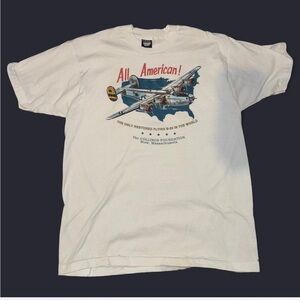 90s B-24 single stitch white T shirt all American